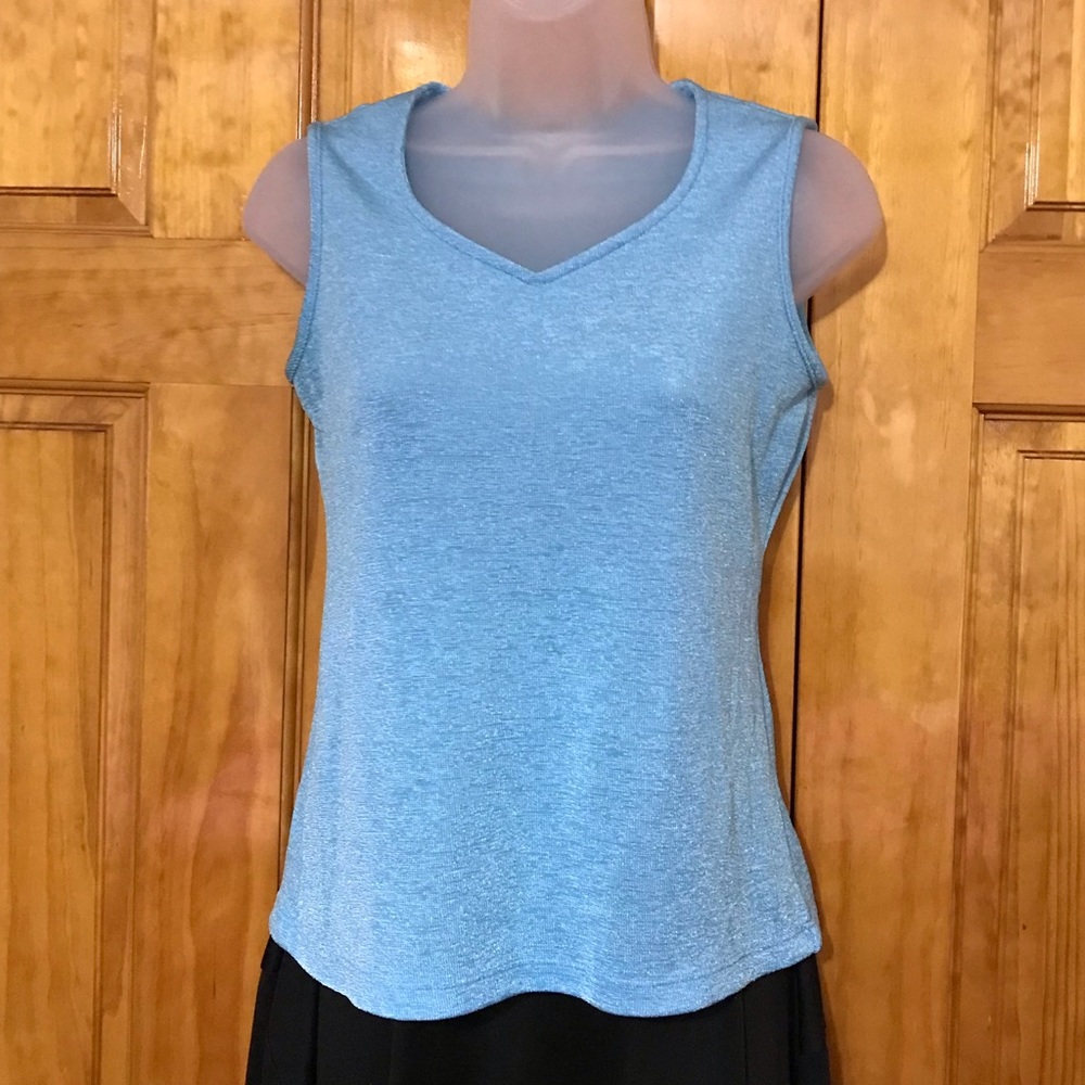 Erena Aqua Blue Tank Top V-neck Blouse 
Ladies Medium 8 - 10
Polyester Stretch